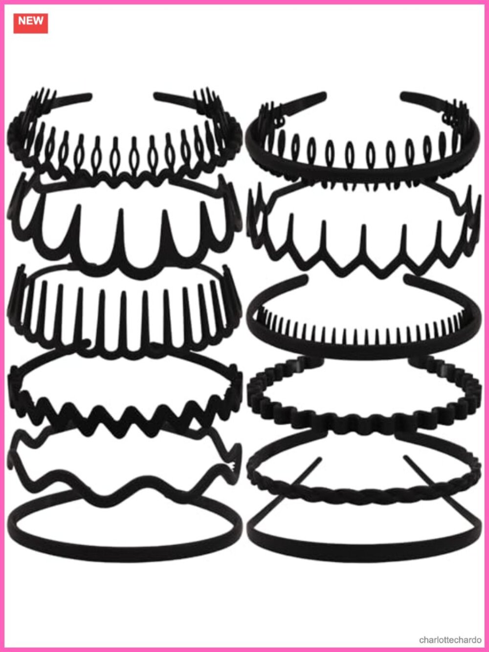 12 Pack Zig Zag Headbands with Teeth Non Slip Plastic Hair Accessories